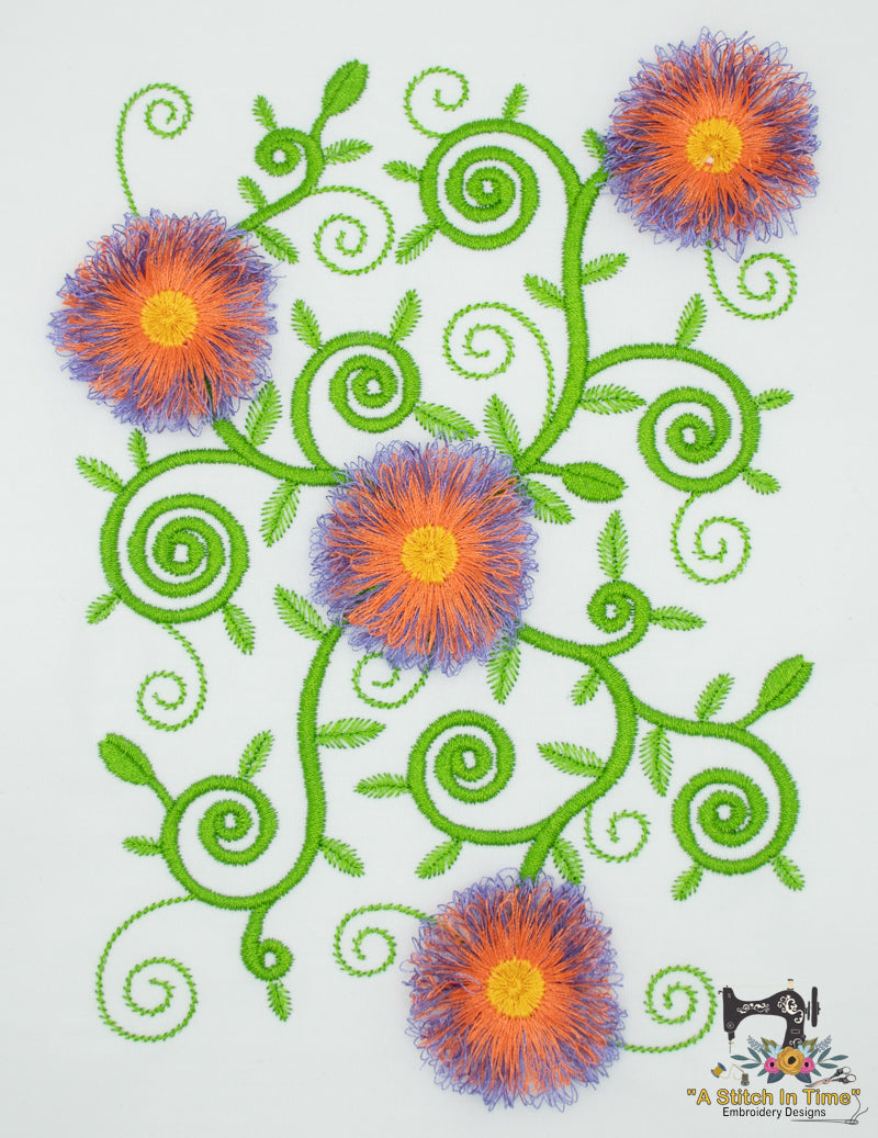 Fringe Flowers| A Stitch in Time Embroidery Designs