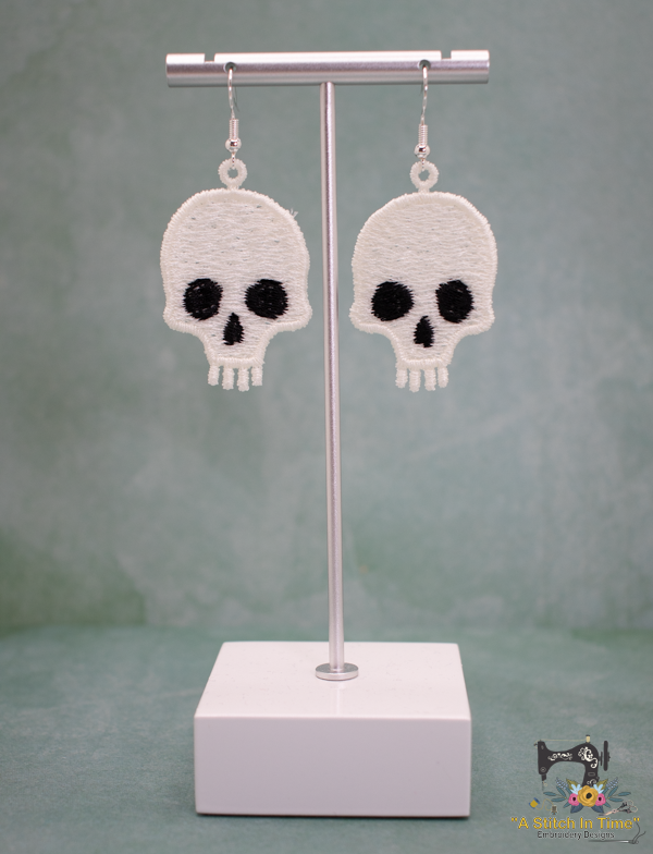 FSL Skull Earrings| A Stitch in Time Embroidery Designs