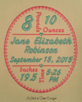 5x7 Oval Heart Frame Birth Announcement