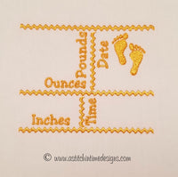 FOOTPRINTS BIRTH ANNOUNCEMENT TEMPLATE for 4x4 Hoop