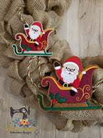 ITH Wreath Decor Santa and Sleigh (4x4 hoops)