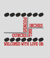 Hockey Birth Announcement Template for 5x7 Hoop