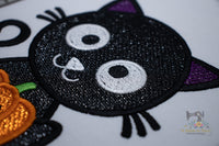 Black Cat Applique with Mylar
