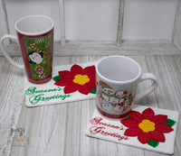 ITH Poinsettia Mug Rug 2