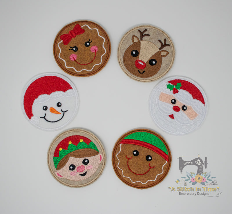 Christmas Coasters (set A) Set of 8 with Holder