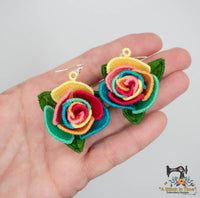 FSL 3D Rainbow Rose Earrings
