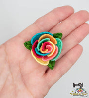 FSL 3D Rainbow Rose Earrings