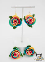 FSL 3D Rainbow Rose Earrings