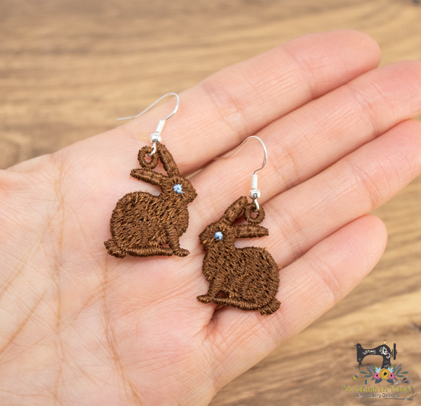 FSL Chocolate Bunny Earrings  A Stitch in Time Embroidery Designs