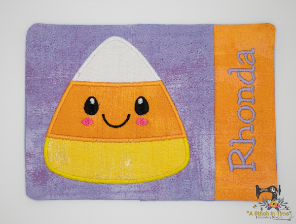 ITH Candy Corn Mug Rug | A Stitch in Time Embroidery Designs