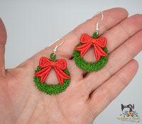 FSL Christmas Wreath Earrings - Charm - FSL Mini Bow Set