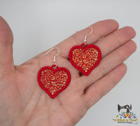 FSL & Mylar Iridescent Heart Earrings