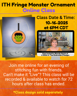 Online Class - ITH Fringe Monster Ornament