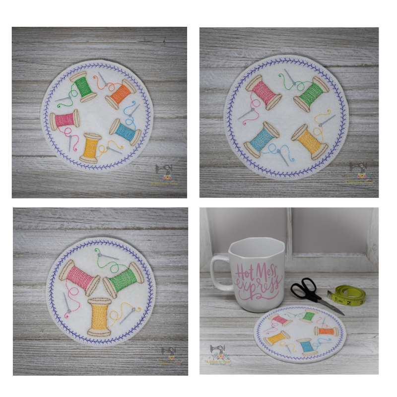 ITH Thread Spools Mug Rugs Bundle| A Stitch in Time Embroidery Designs