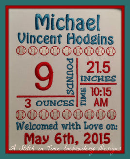 5x7 Baseball Birth Announcement Template