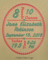 5x7 Oval Heart Frame Birth Announcement