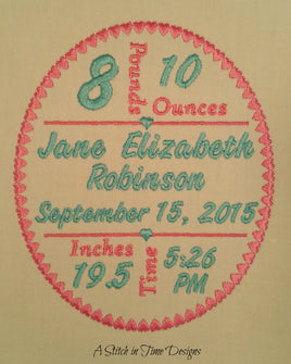 5x7 Oval Heart Frame Birth Announcement