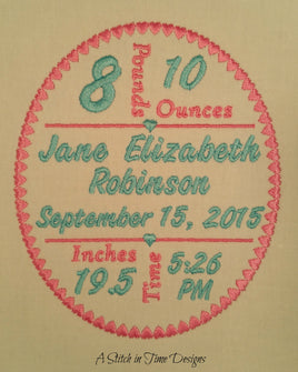 5x7 Oval Heart Frame Birth Announcement