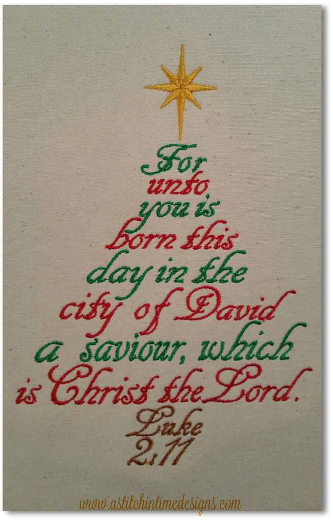 Luke 2:11 Christmas Tree  - fits 5x7 hoops