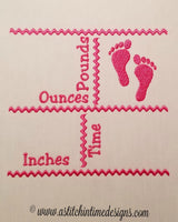 Footprints Birth Announcement Template for 5x7 Hoop