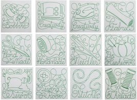 Set of 12 Redwork Sewing Collection Designs (4x4 hoops)