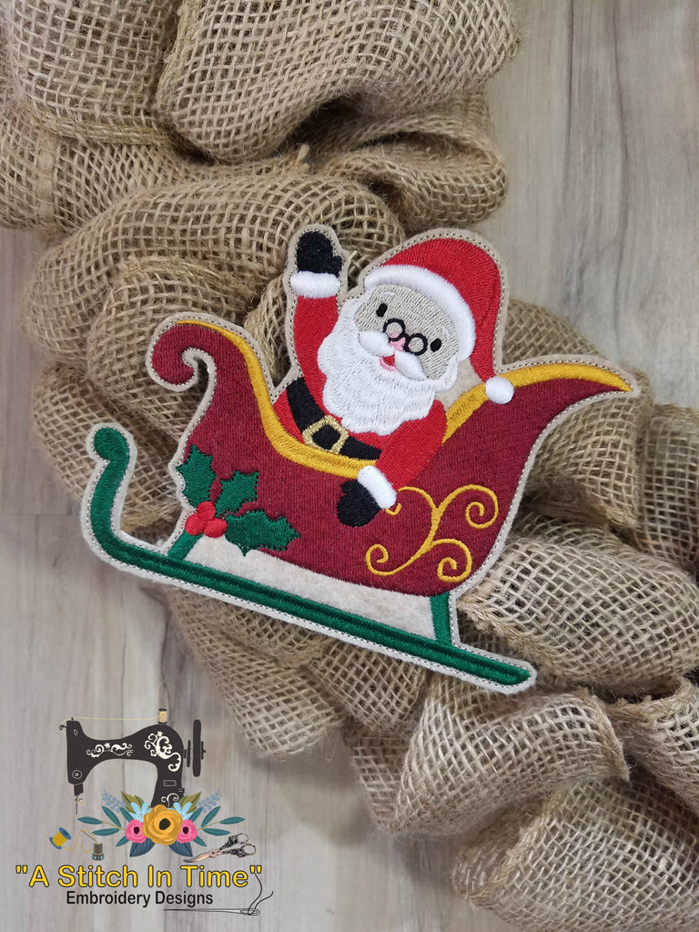 ITH Wreath Decor Santa and Sleigh (5x7 hoops)