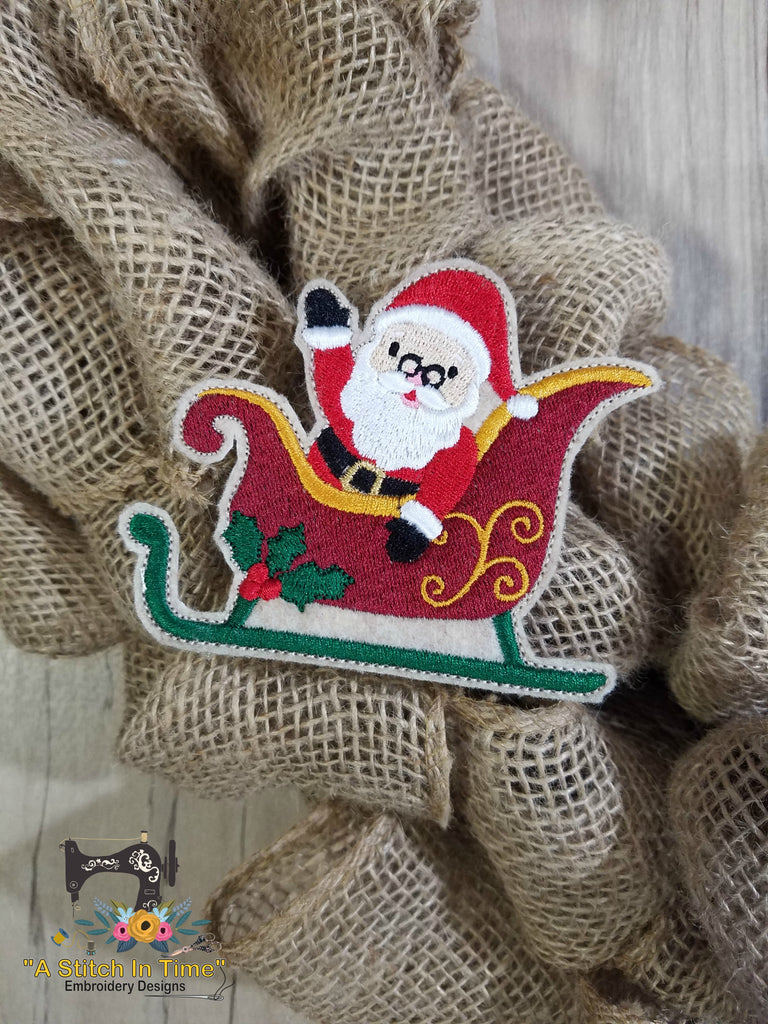 ITH Wreath Decor Santa and Sleigh (4x4 hoops)