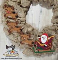 ITH Wreath Decor Santa and Sleigh (4x4 hoops)