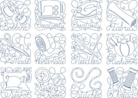 Set of 12 Redwork Sewing Collection Designs (6x6 or 6x10 hoop)