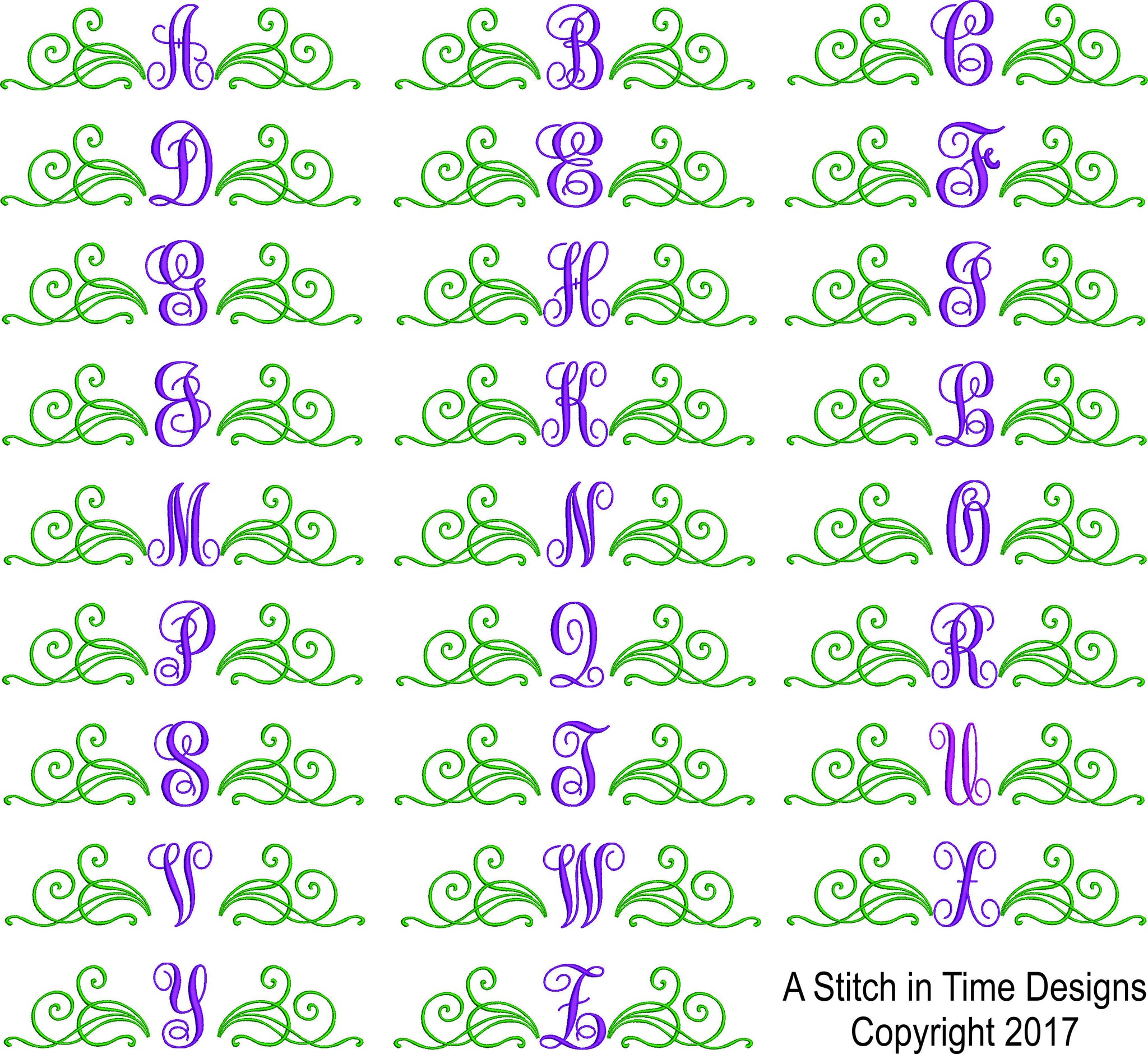 Scroll Monogram Set - Fits 5x7 Hoops| A Stitch in Time Embroidery Designs