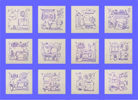 Redwork Sewing Room Set of 12 Designs