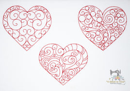 Redwork Heart Set