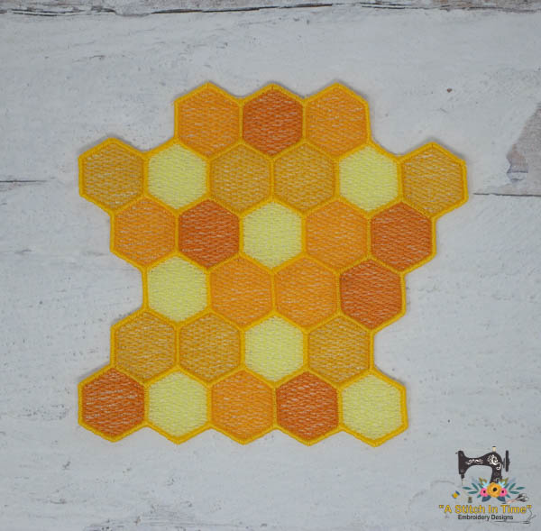 Honeycomb and Bee Key Bell Instant Download Embroidery 