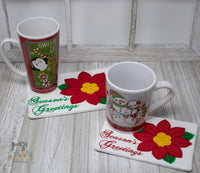 ITH Poinsettia Mug Rug 2
