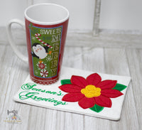 ITH Poinsettia Mug Rug 2