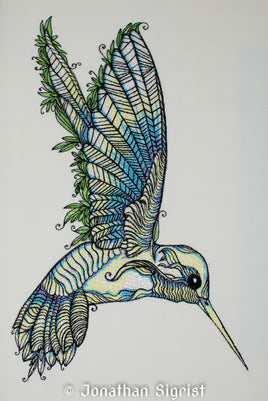 Whimsical Hummingbird 4.5 x 7.0
